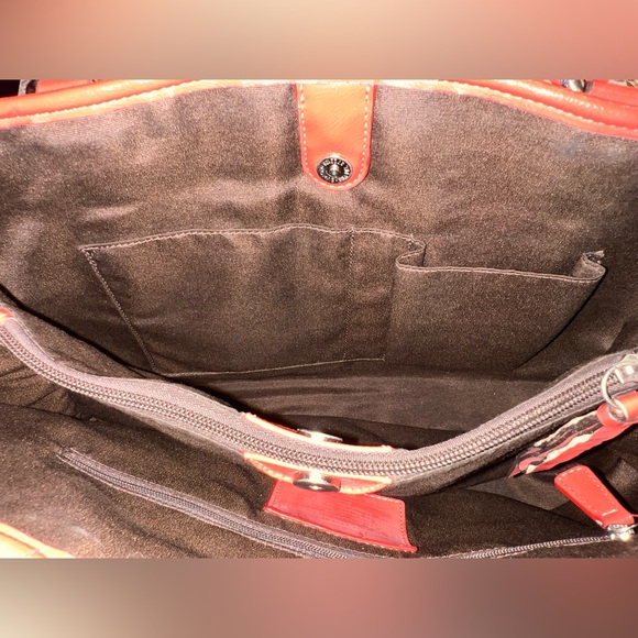 Coach Peyton Signature Logo Heritage Authentic Tote with Orange Leather Trim! 🧡 - Picture 10 of 14